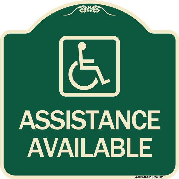 Assistance Available with HandicapHeavy-Gauge Aluminum Architectural Sign, 18" x 18", G-1818-24332